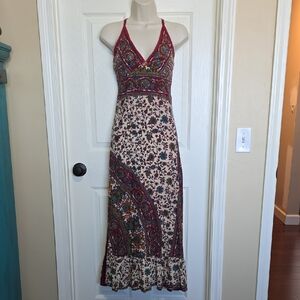 Blue Sky Paisley Maxi Dress in Red and Cream